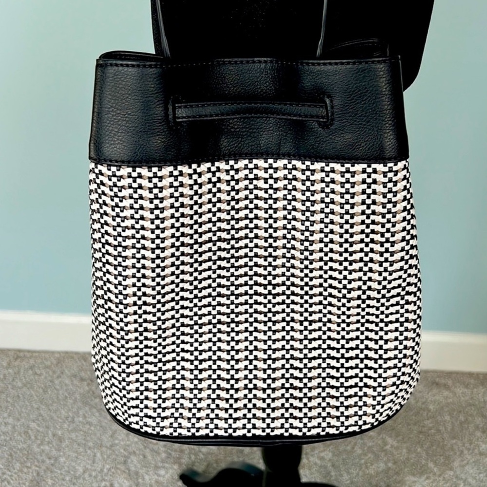 Talbots Black and White Woven Crossbody Bag